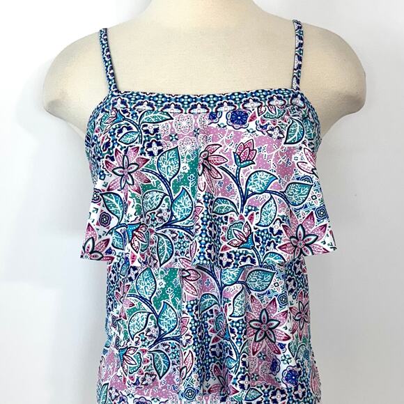 Stella Parker Tiered One-Piece Swimsuit Floral Multicolor M - Picture 3 of 10